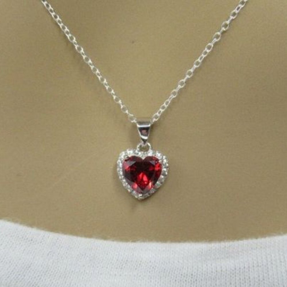 Sterling Silver Ruby Set With Size 7 Ring - image 1